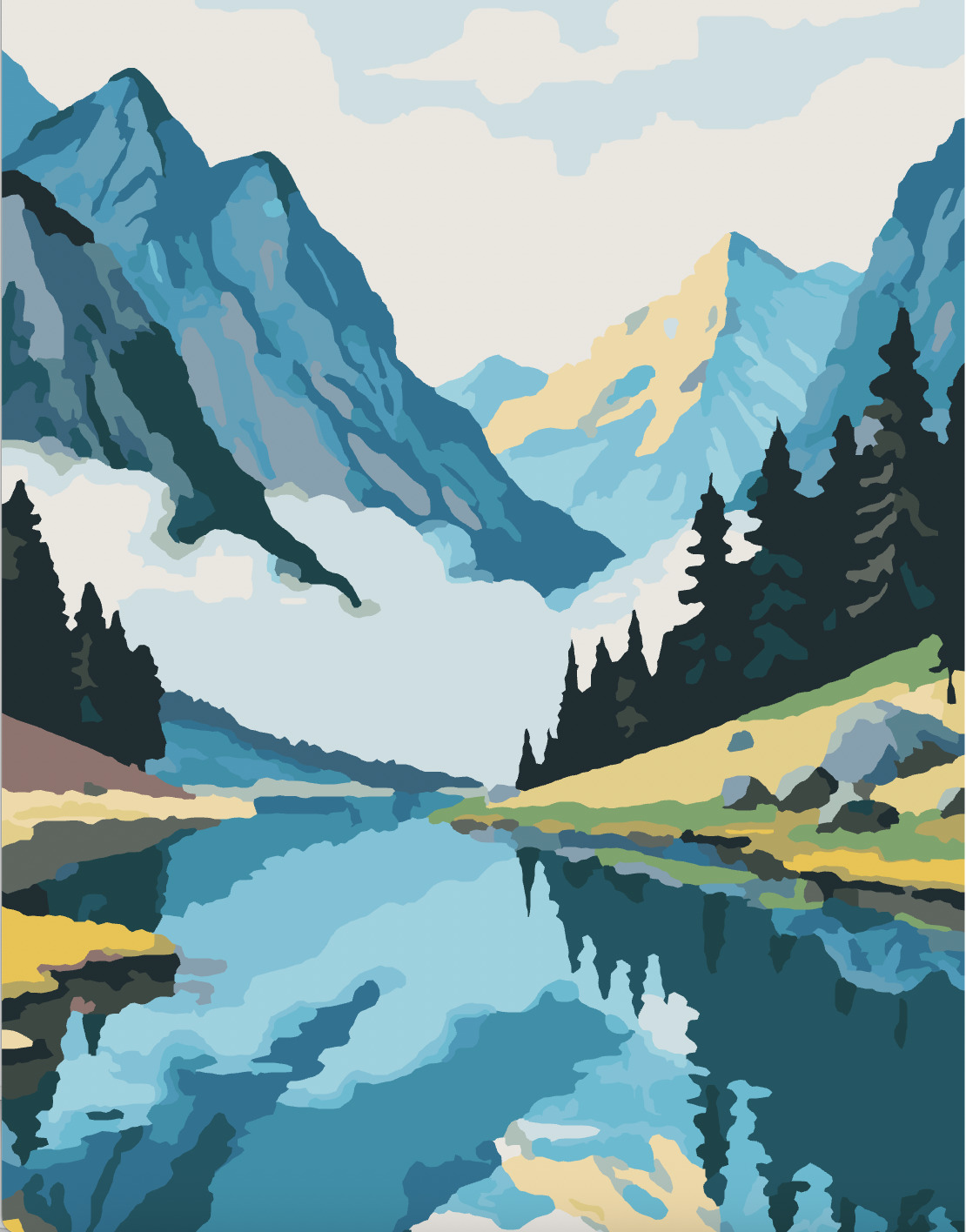 paint by number preview Mountain lake