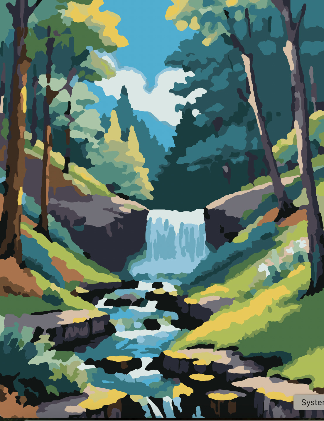 paint by number preview Forest waterfall