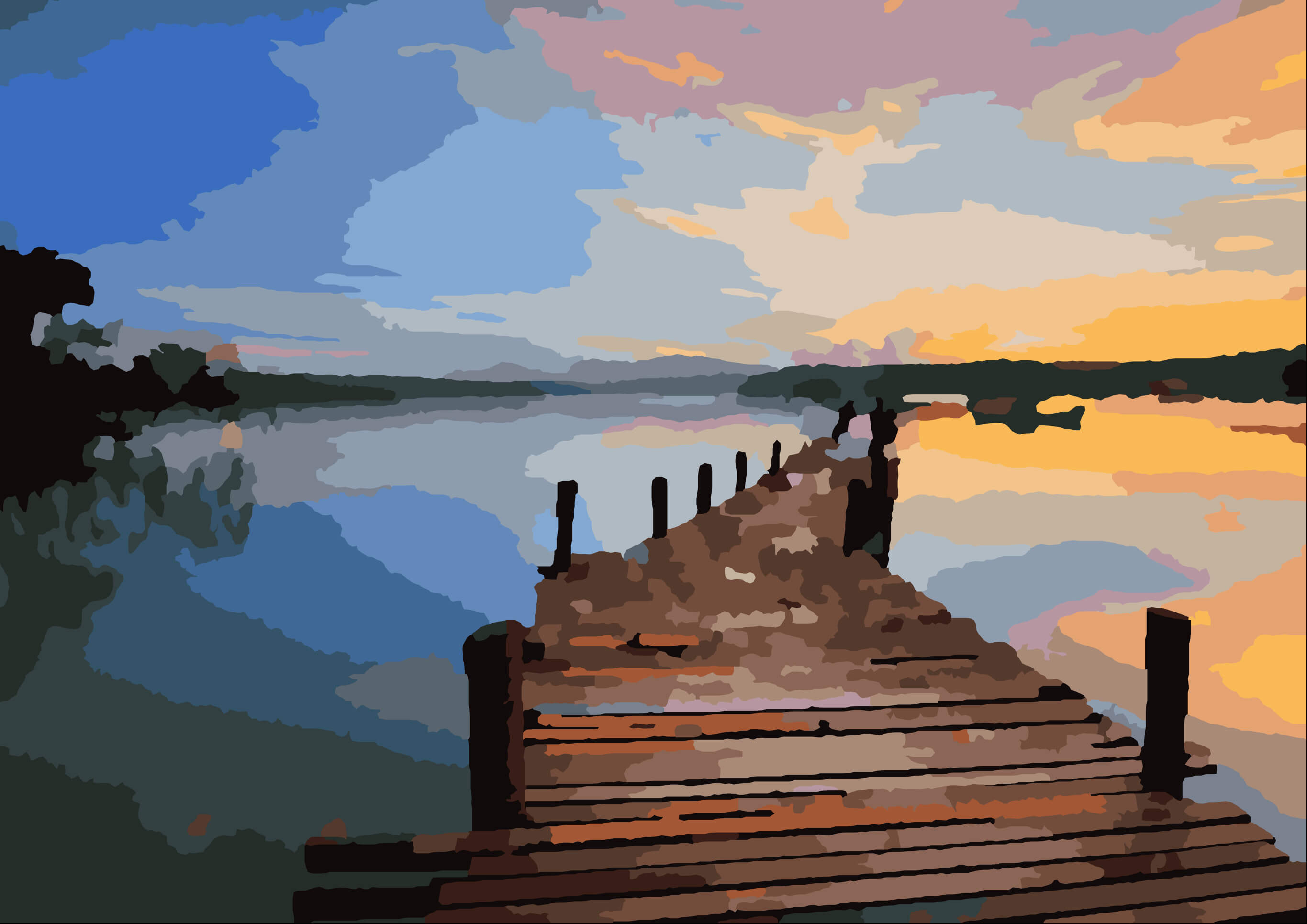 paint by number preview Lake bridge
